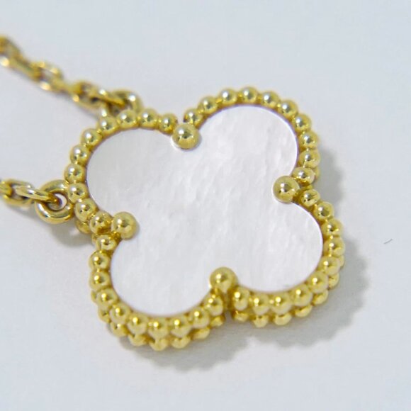 Van Cleef & Arpels Alhambra Mother of Pearl Necklace Au750 Yellow Gold - Picture 2 of 9